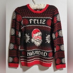 Feliz Navidad Holiday Time Ugly Christmas Sweater Shutter Shades Kanye Santa M